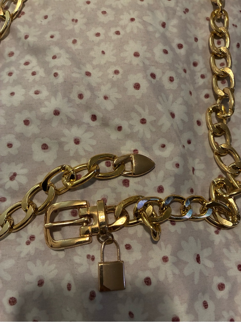 Gold Chain Link Belt with Padlock Accent - Picture 2 of 2